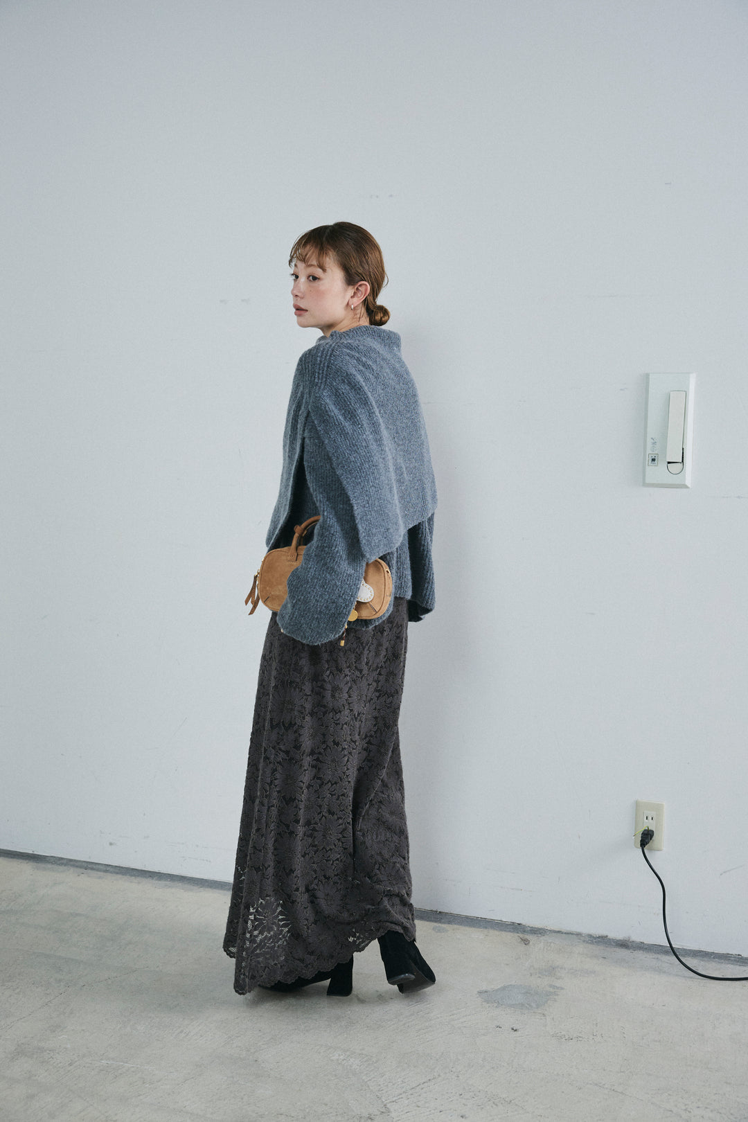 [予約/SET]ケープ付きローゲージニット+ソフトファブリックレースSK(2set)