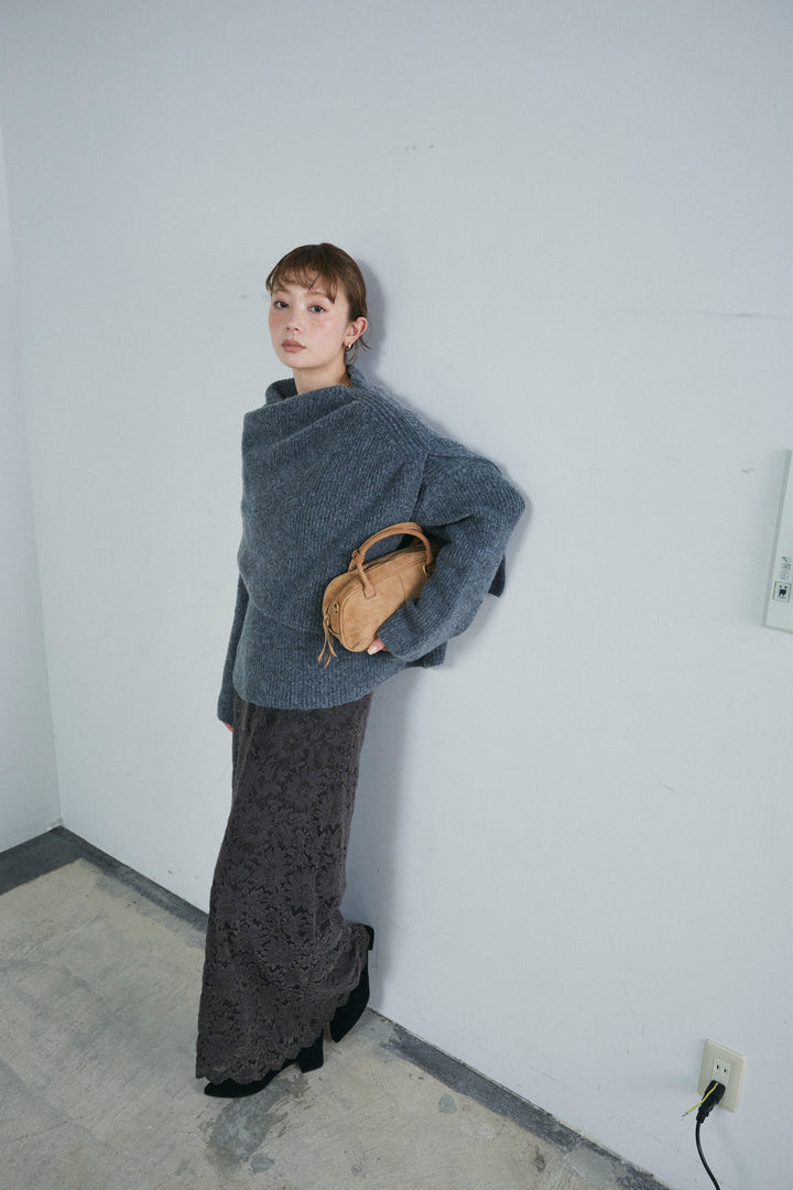 [予約/SET]ケープ付きローゲージニット+ソフトファブリックレースSK(2set)