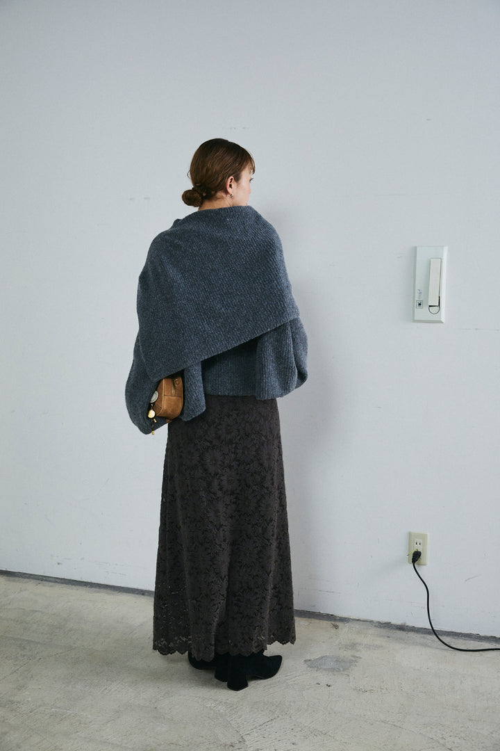 [予約/SET]ケープ付きローゲージニット+ソフトファブリックレースSK(2set)