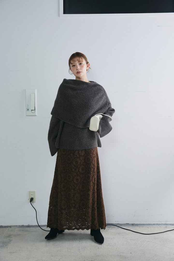 [予約/SET]ケープ付きローゲージニット+ソフトファブリックレースSK(2set)