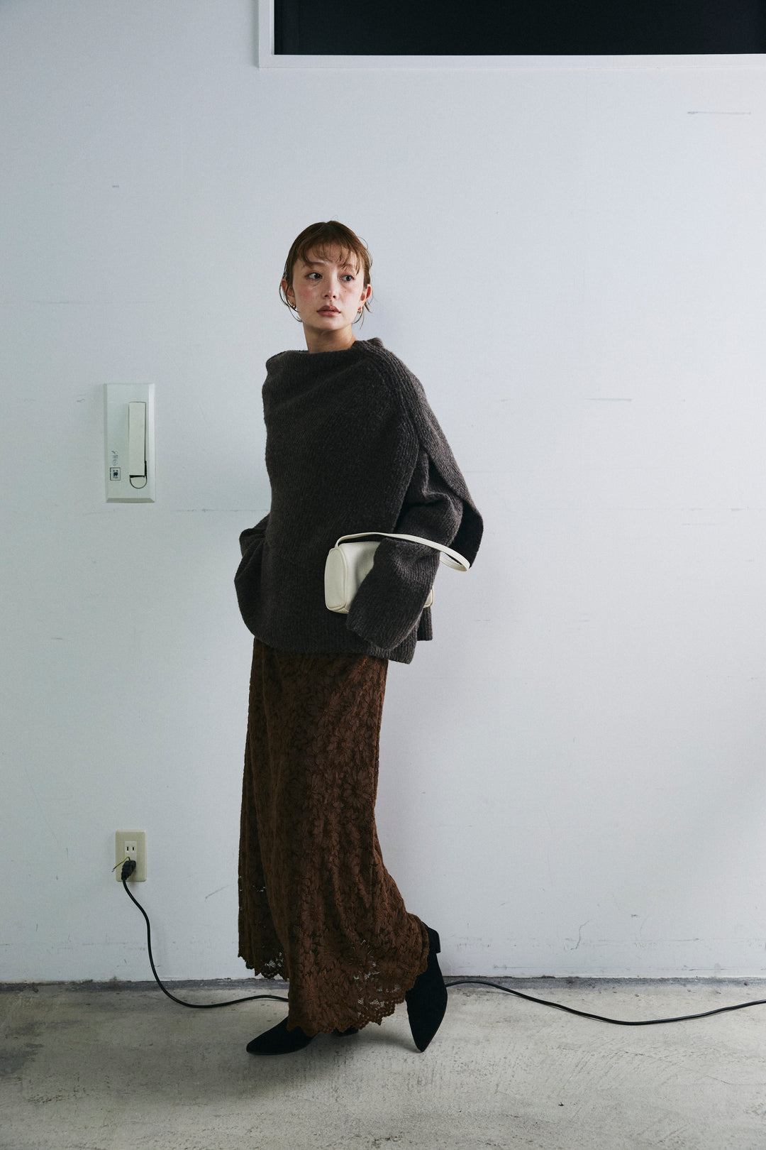 [予約/SET]ケープ付きローゲージニット+ソフトファブリックレースSK(2set)