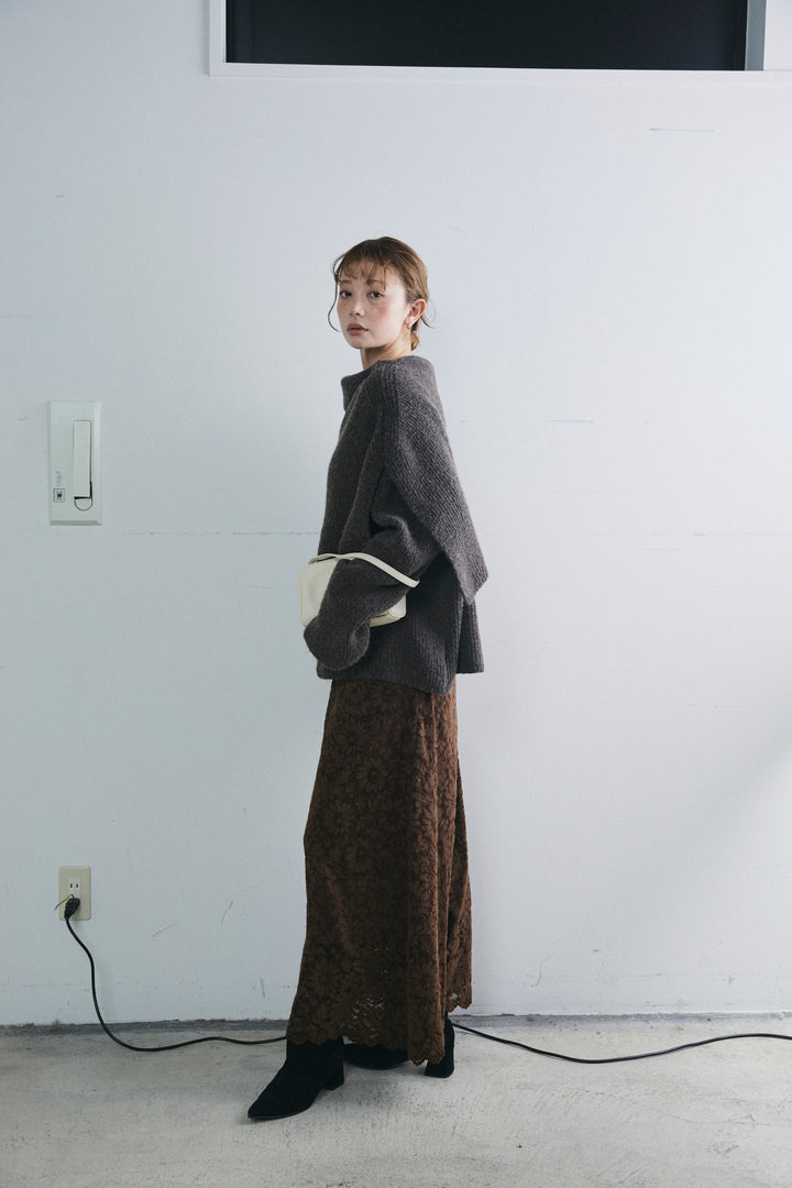 [予約/SET]ケープ付きローゲージニット+ソフトファブリックレースSK(2set)