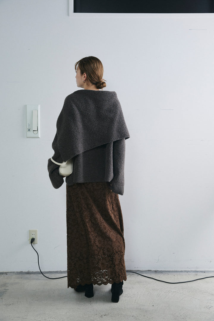 [予約/SET]ケープ付きローゲージニット+ソフトファブリックレースSK(2set)