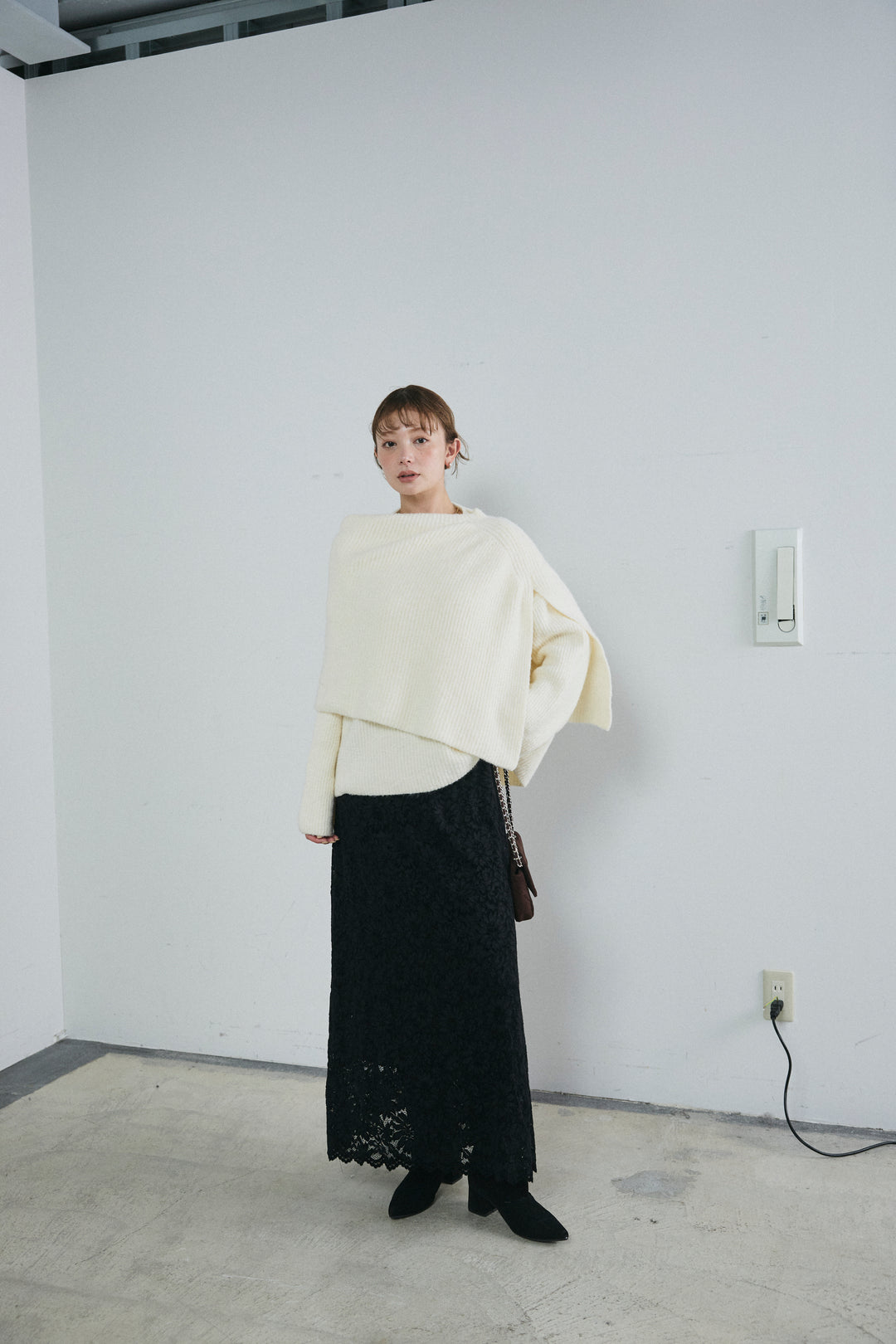 [予約/SET]ケープ付きローゲージニット+ソフトファブリックレースSK(2set)