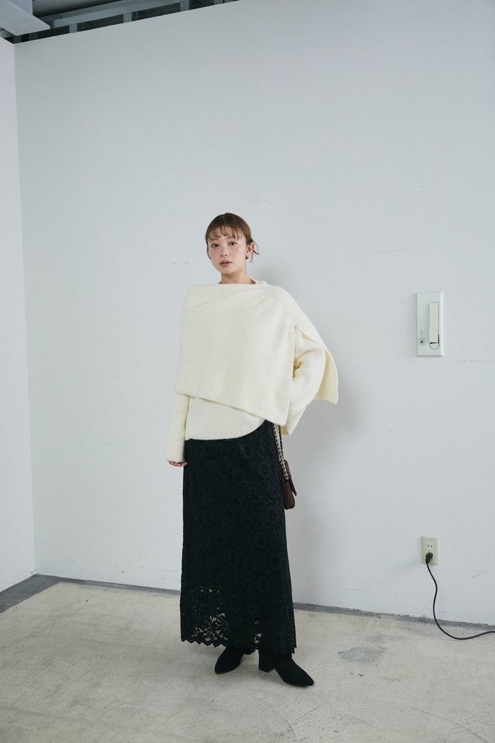 [予約/SET]ケープ付きローゲージニット+ソフトファブリックレースSK(2set)
