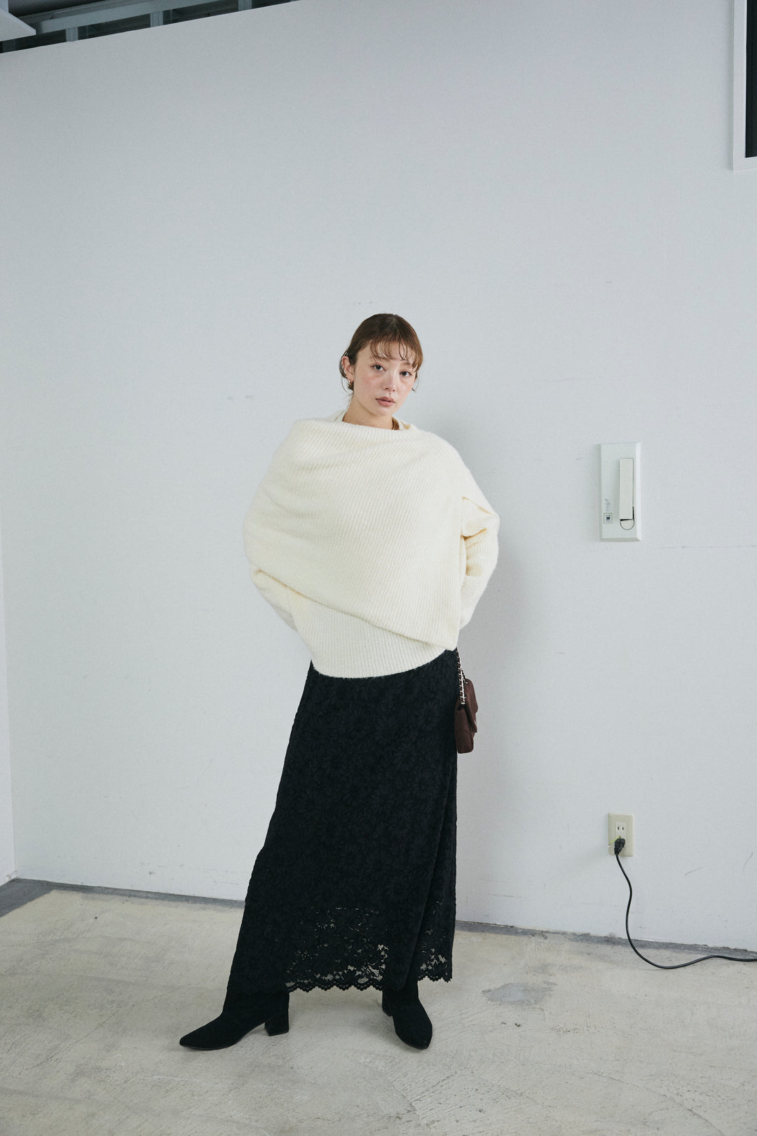 [予約/SET]ケープ付きローゲージニット+ソフトファブリックレースSK(2set)