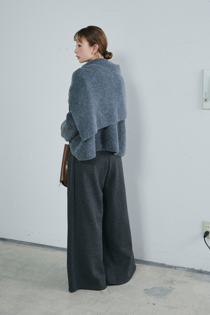 [予約/SET]ケープ付きローゲージニット+ベルト付きスゥイッチングタックパンツ(2set)