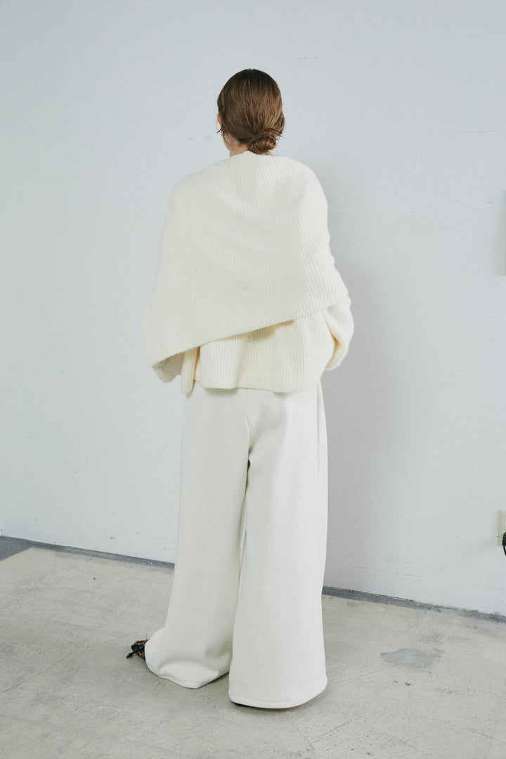 [予約/SET]ケープ付きローゲージニット+ベルト付きスゥイッチングタックパンツ(2set)