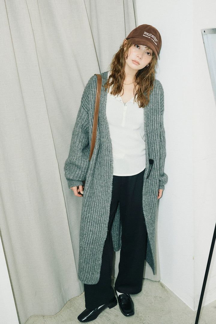 [予約]キルトピン付きロングカーディガン