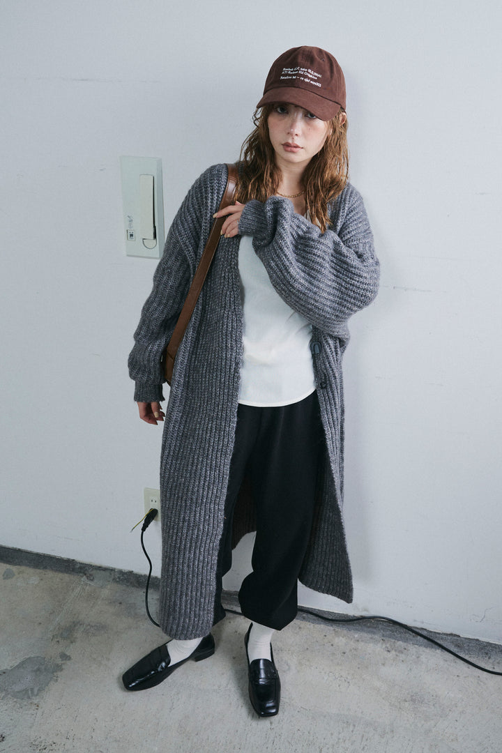 [予約/SET]キルトピン付きロングカーディガン+ダンボールニットパンツ(2set)