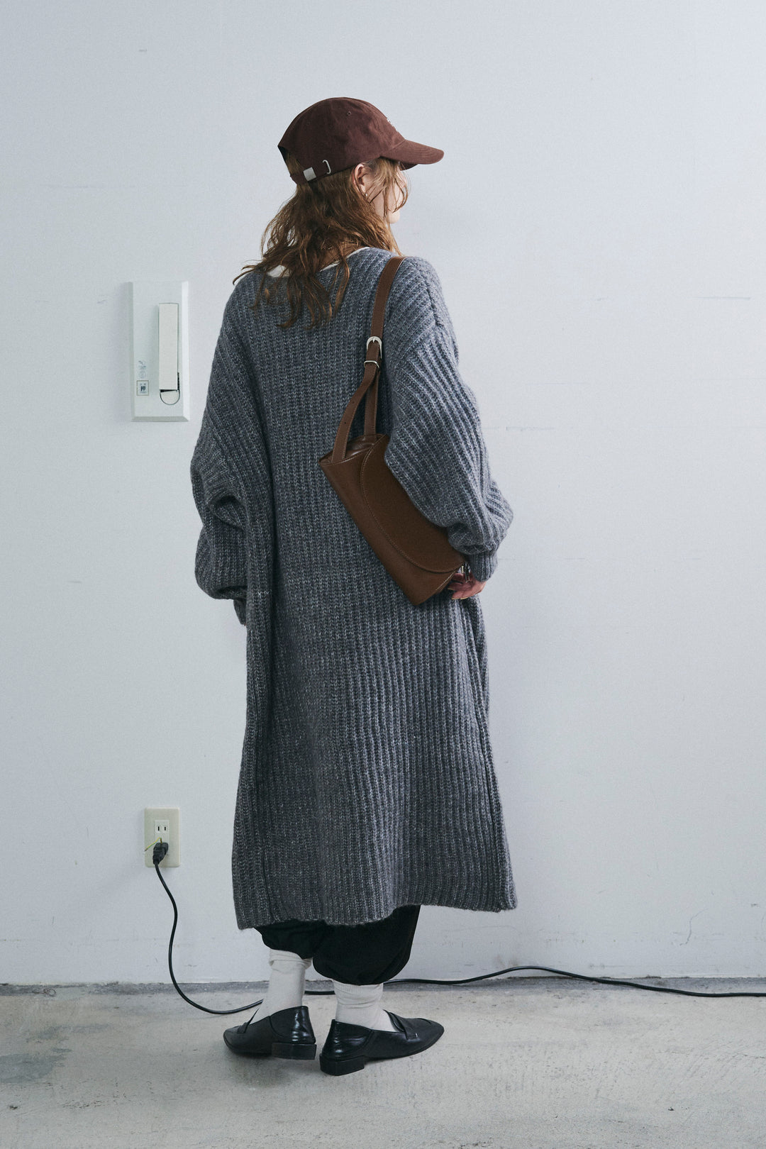 [予約/SET]キルトピン付きロングカーディガン+ダンボールニットパンツ(2set)