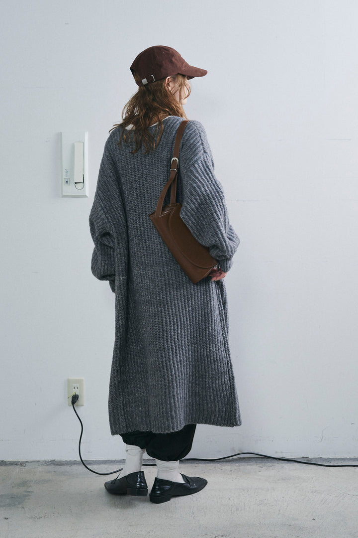 [予約/SET]キルトピン付きロングカーディガン+ダンボールニットパンツ(2set)