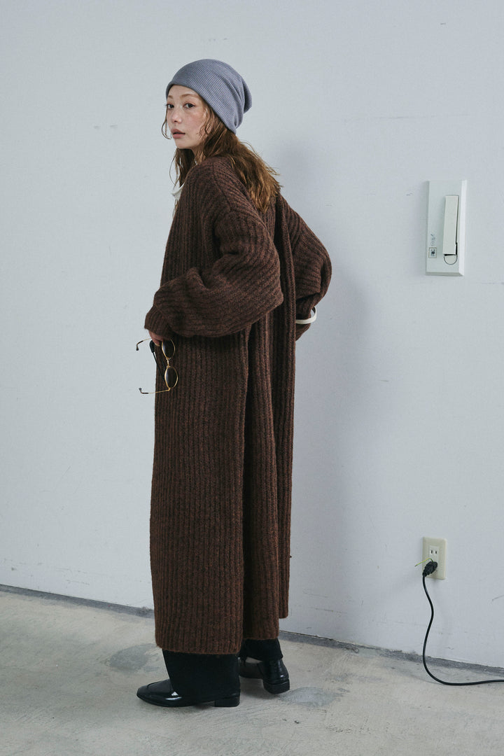 [予約/SET]キルトピン付きロングカーディガン+ダンボールニットパンツ(2set)