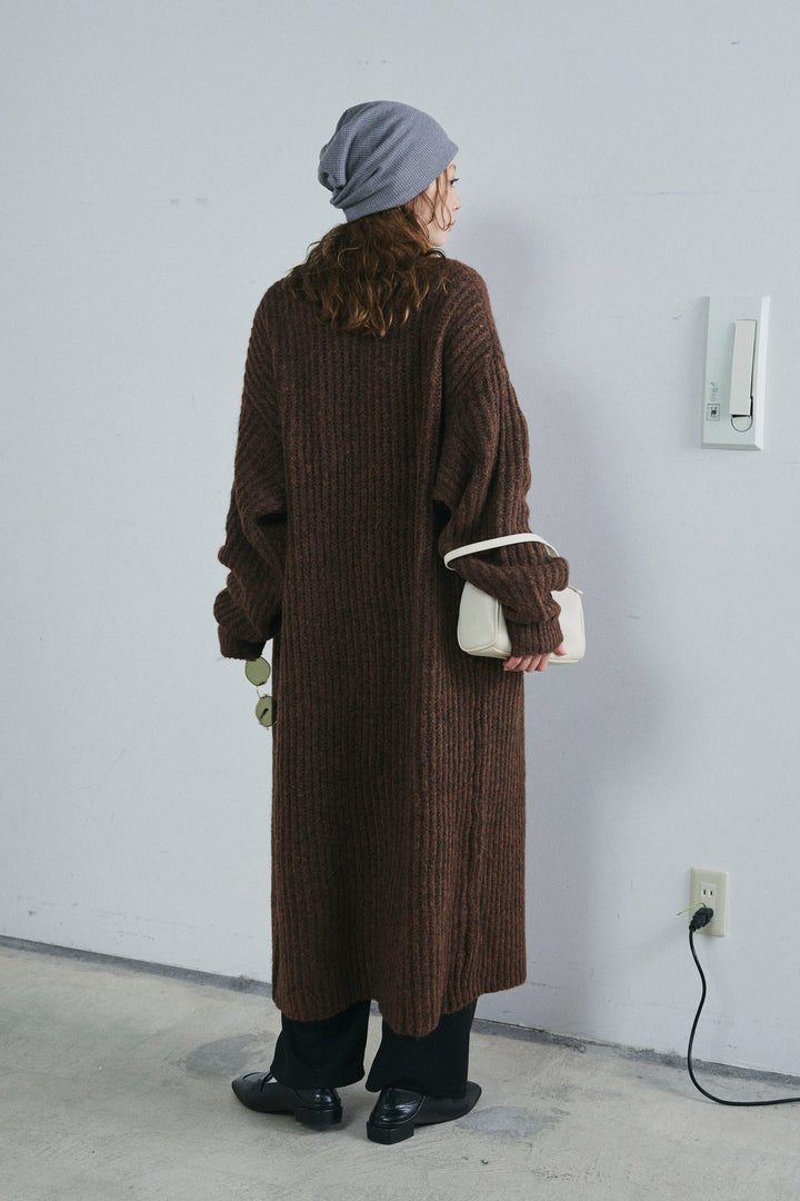 [予約/SET]キルトピン付きロングカーディガン+ダンボールニットパンツ(2set)