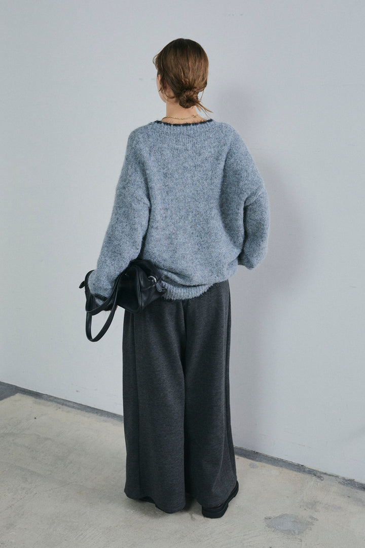 [予約/SET]パイピングニットカーディガン+ベルト付きスゥイッチングタックパンツ(2set)