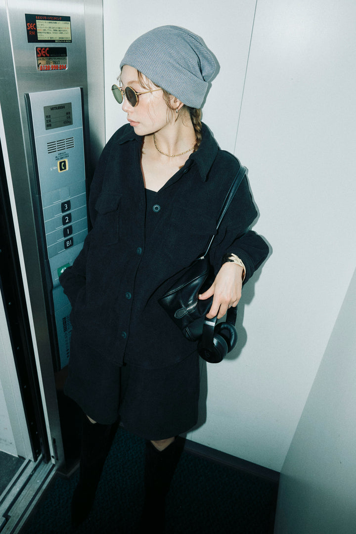 [予約/SET]襟付きコーデュロイポケットシャツ+リラックスコーデュロイハーフパンツ(2set)