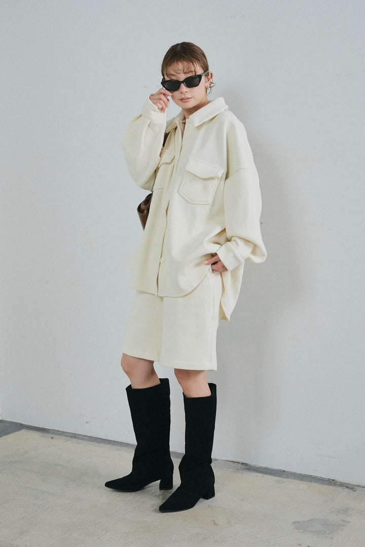 [予約/SET]襟付きコーデュロイポケットシャツ+リラックスコーデュロイハーフパンツ(2set)