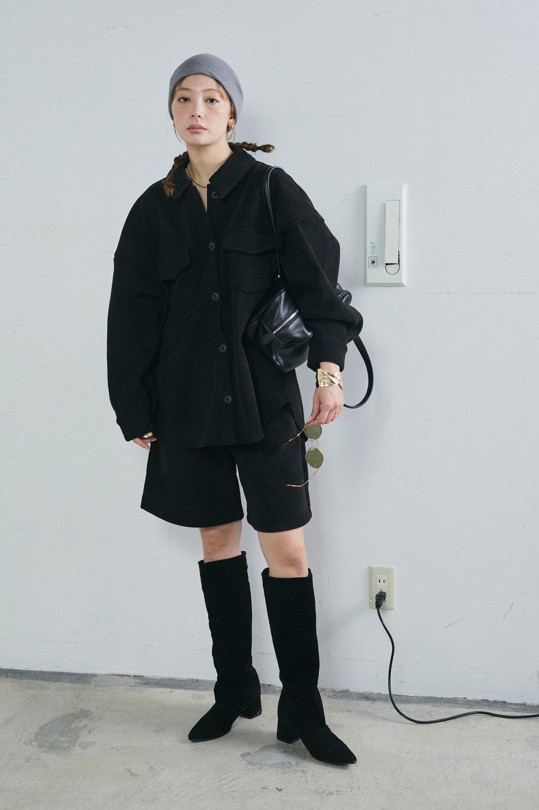 [予約/SET]襟付きコーデュロイポケットシャツ+リラックスコーデュロイハーフパンツ(2set)