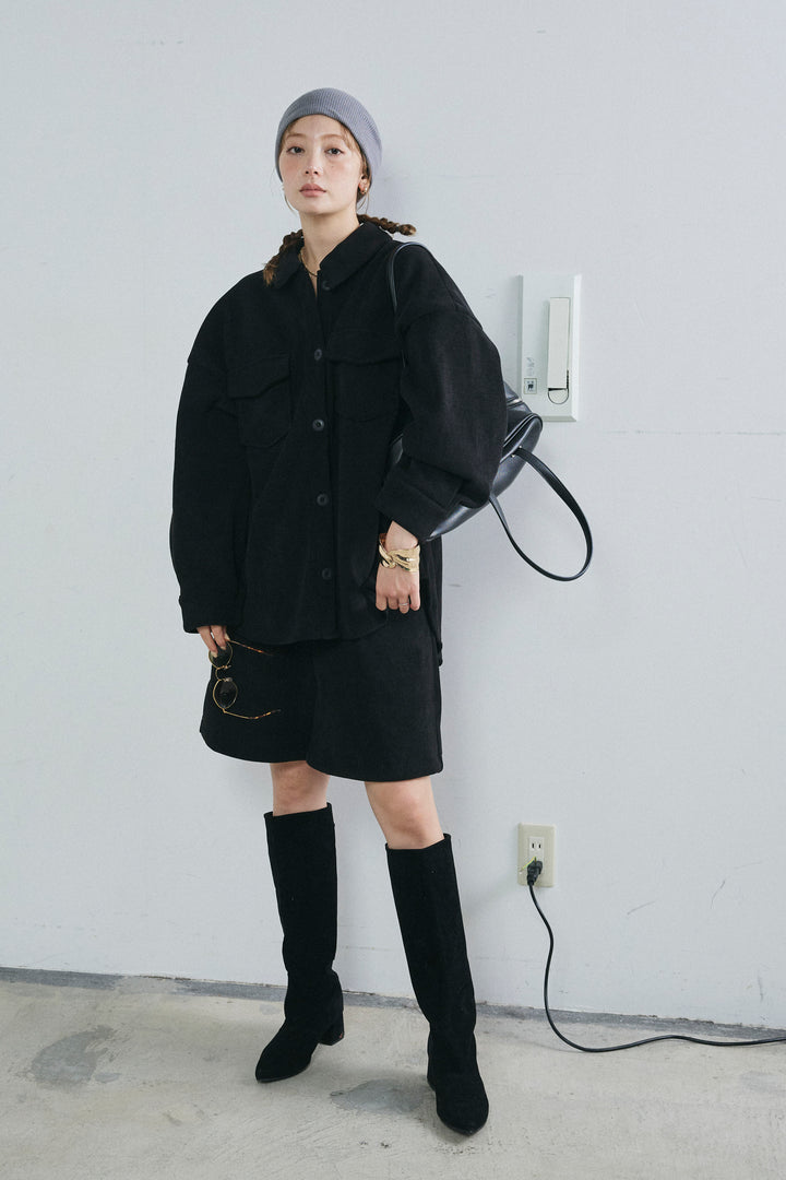 [予約/SET]襟付きコーデュロイポケットシャツ+リラックスコーデュロイハーフパンツ(2set)