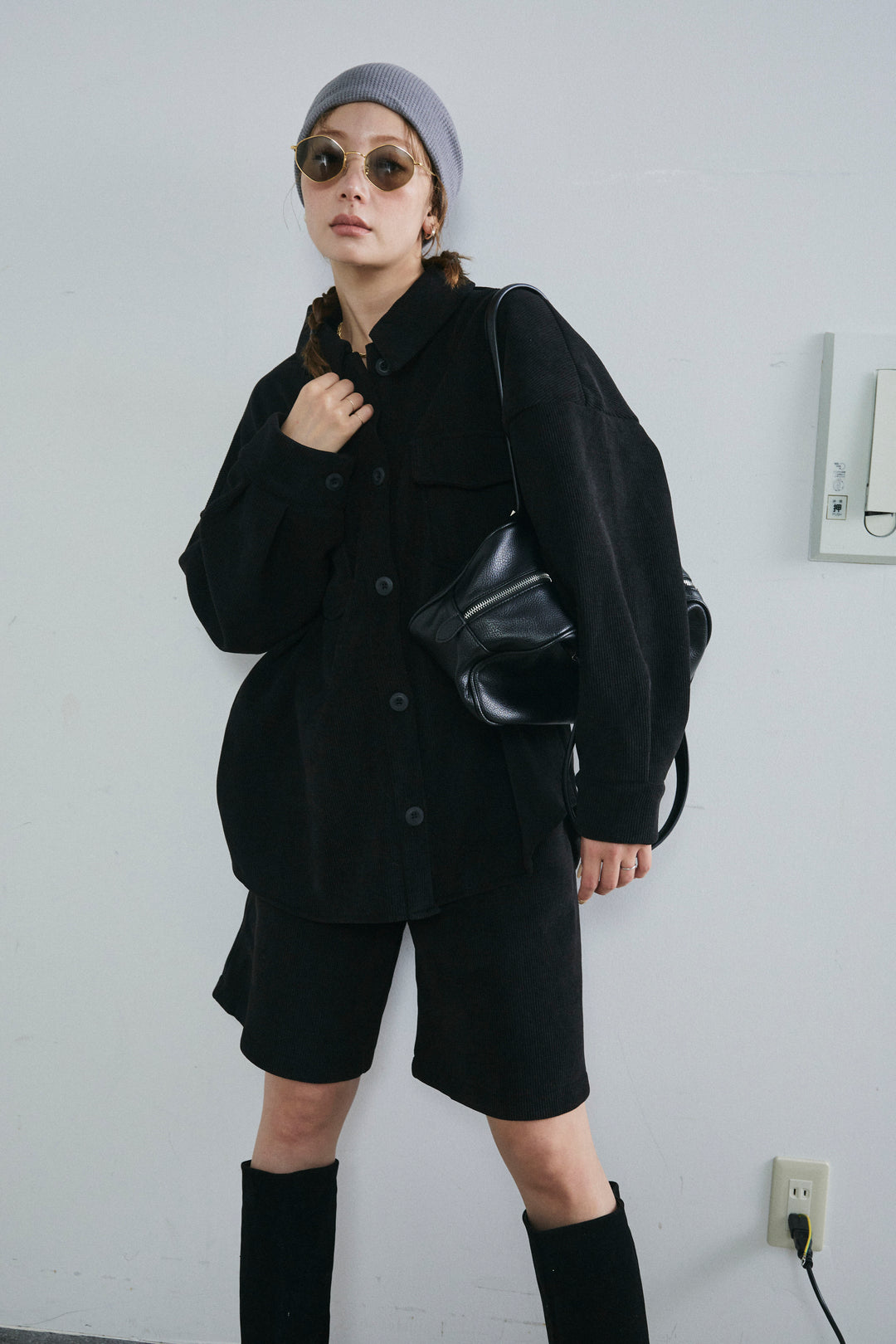 [予約/SET]襟付きコーデュロイポケットシャツ+リラックスコーデュロイハーフパンツ(2set)