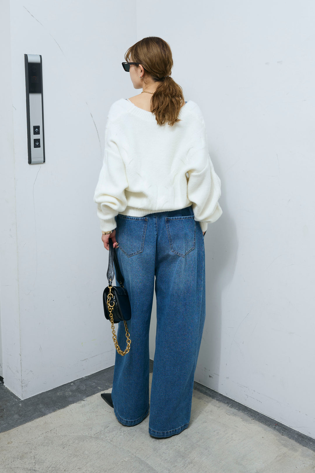 [予約/SET]カシュクールケーブルショートニット+フロントジップストラップデザインデニムサロペット(2set)