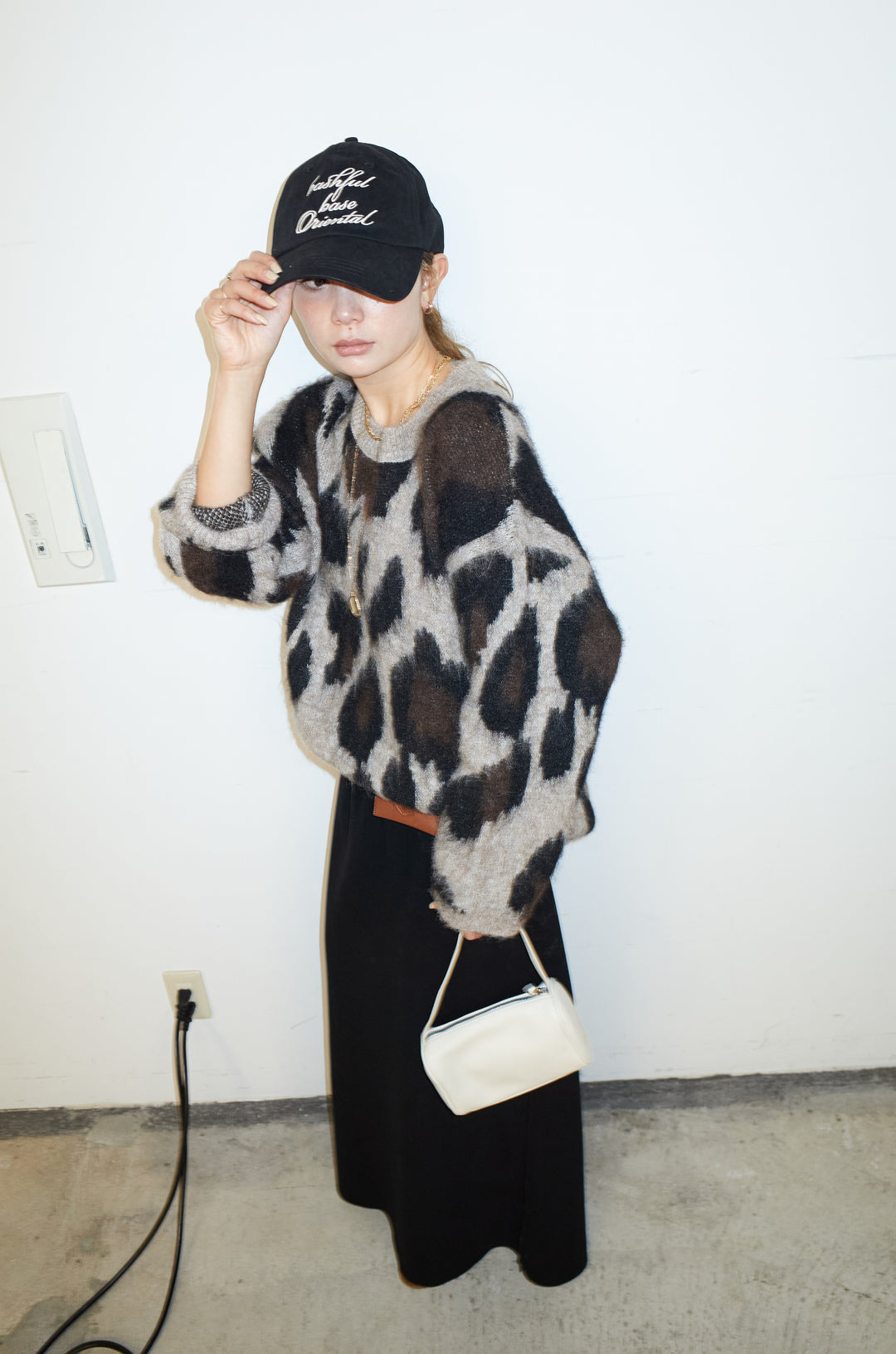 [予約/SET]レオパードモヘアニット+アウトシームストレートスカート(2set)