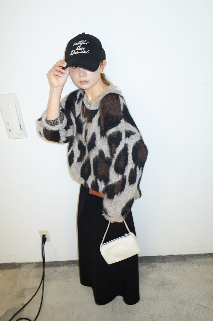 [予約/SET]レオパードモヘアニット+アウトシームストレートスカート(2set)