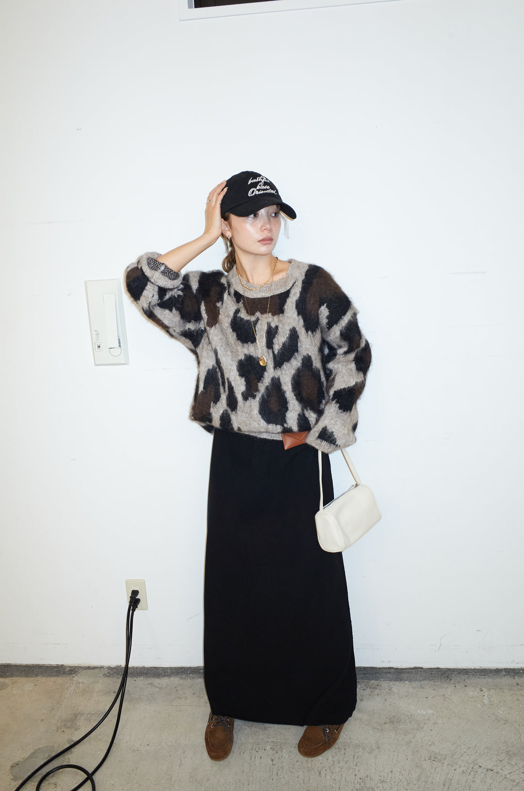 [予約/SET]レオパードモヘアニット+アウトシームストレートスカート(2set)
