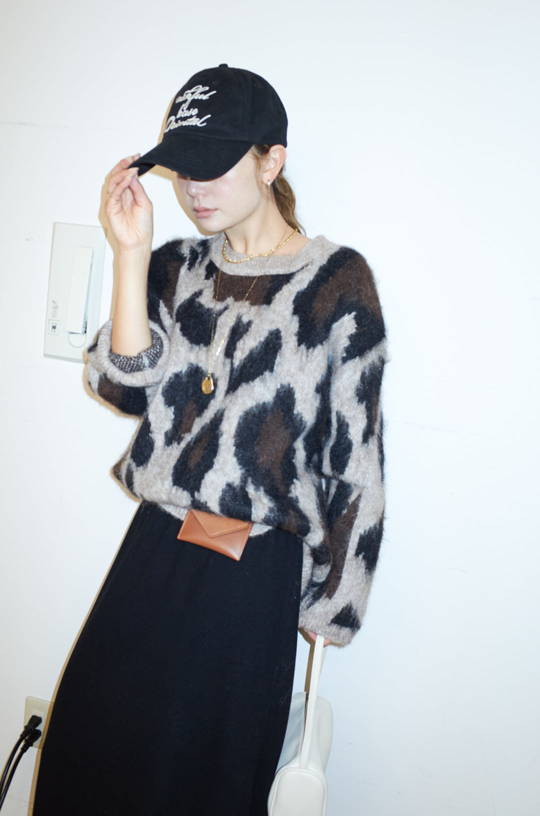 [予約/SET]レオパードモヘアニット+アウトシームストレートスカート(2set)