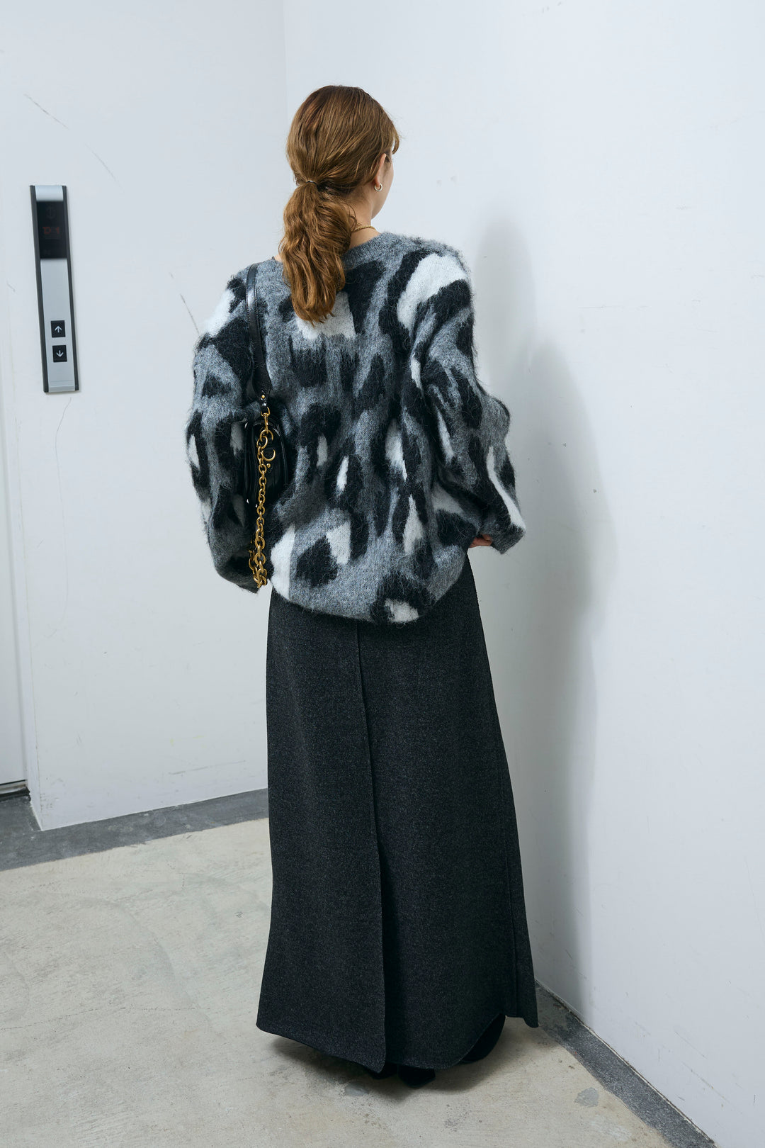 [予約/SET]レオパードモヘアニット+アウトシームストレートスカート(2set)