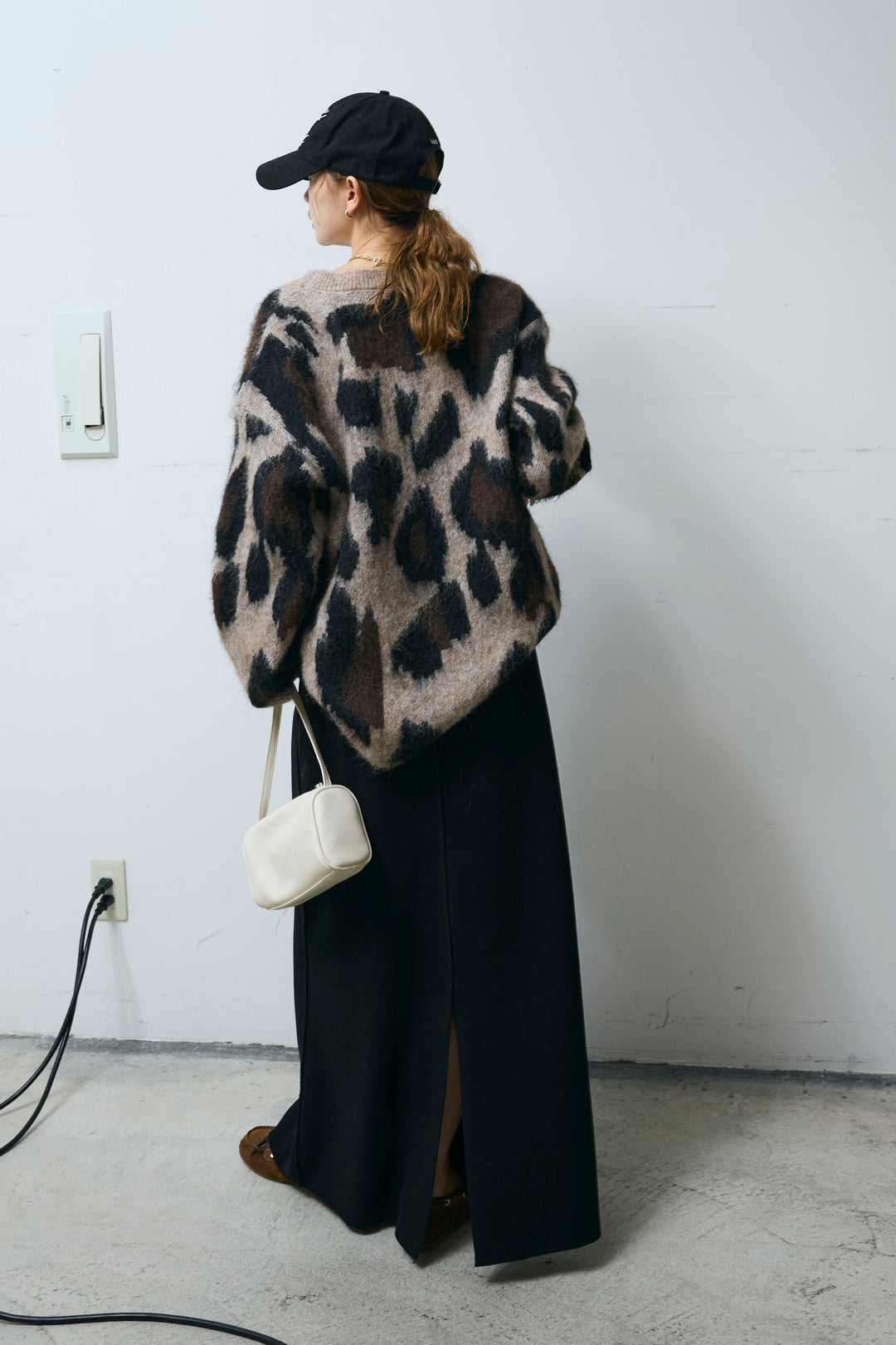[予約/SET]レオパードモヘアニット+アウトシームストレートスカート(2set)