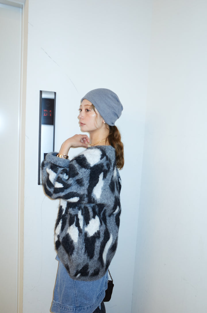 [予約/SET]レオパードモヘアニット+杢ニットリブフレアPT(2set)