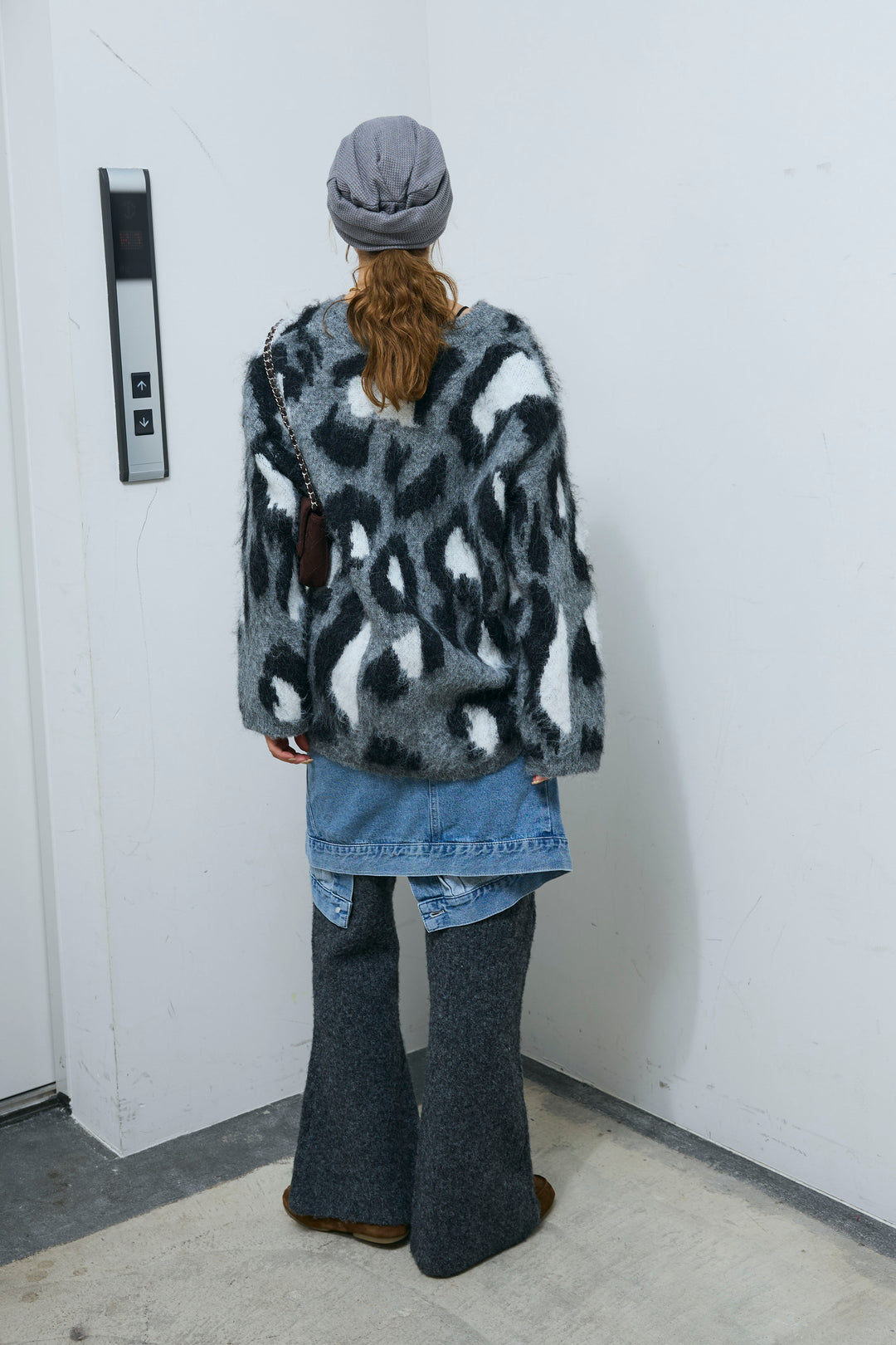 [予約/SET]レオパードモヘアニット+杢ニットリブフレアPT(2set)