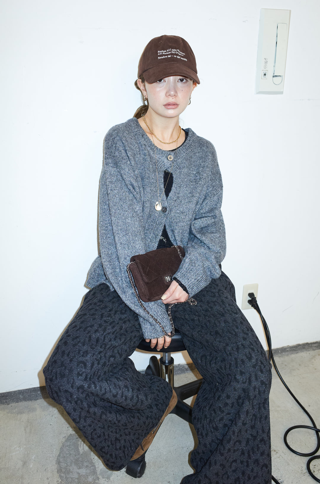 [予約/SET]センターホール2wayニット+シアーレーストップス+パイルタッチレオパード柄イージーパンツ(3set)