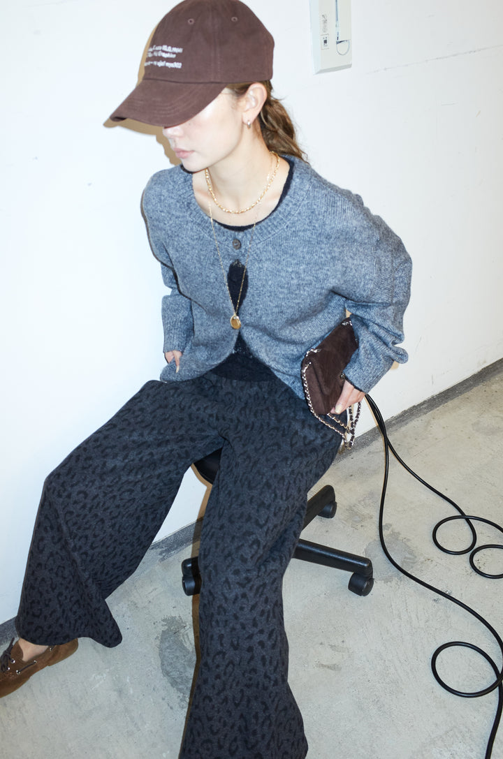 [予約/SET]センターホール2wayニット+シアーレーストップス+パイルタッチレオパード柄イージーパンツ(3set)