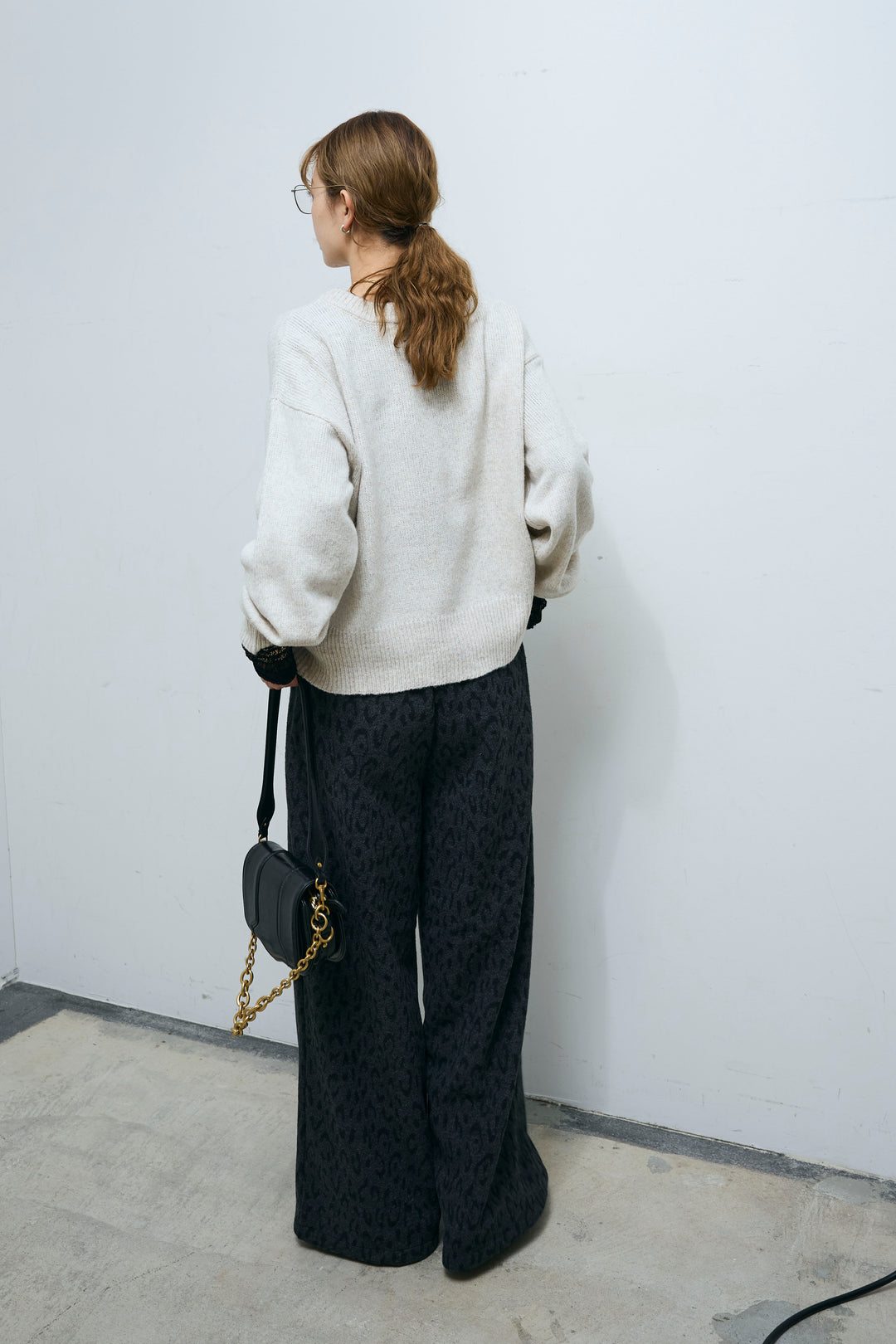 [予約/SET]センターホール2wayニット+シアーレーストップス+パイルタッチレオパード柄イージーパンツ(3set)