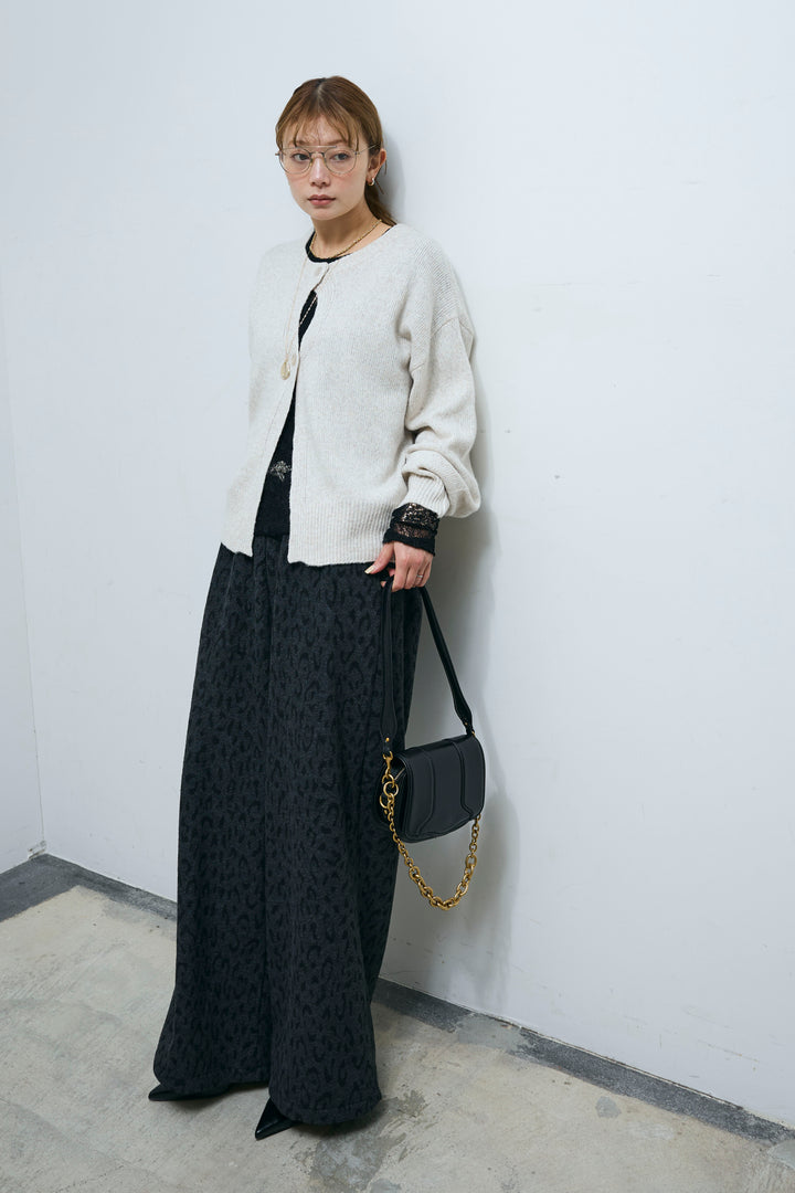 [予約/SET]センターホール2wayニット+シアーレーストップス+パイルタッチレオパード柄イージーパンツ(3set)