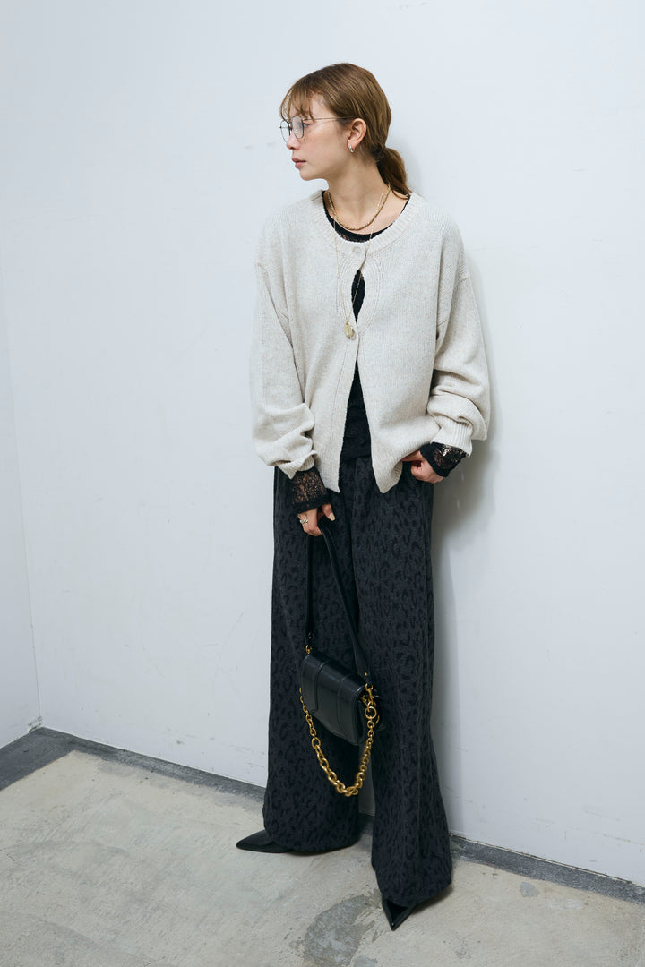 [予約/SET]センターホール2wayニット+シアーレーストップス+パイルタッチレオパード柄イージーパンツ(3set)