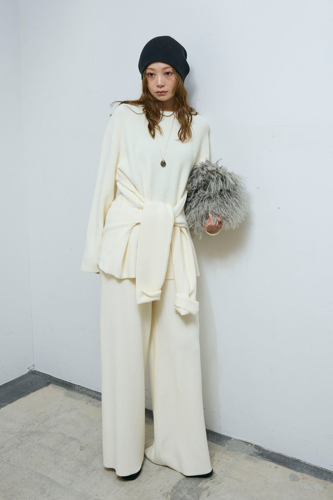 [予約]ウエストレイヤードニットセットアップ