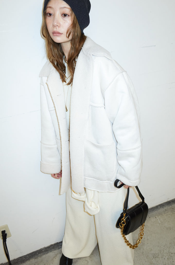 [予約/SET]ウエストレイヤードニットセットアップ+フェイクムートンカバーオール(2set)