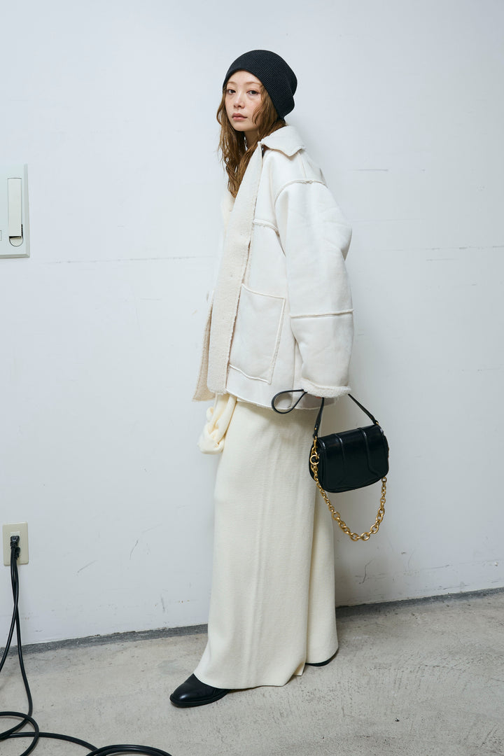 [予約/SET]ウエストレイヤードニットセットアップ+フェイクムートンカバーオール(2set)