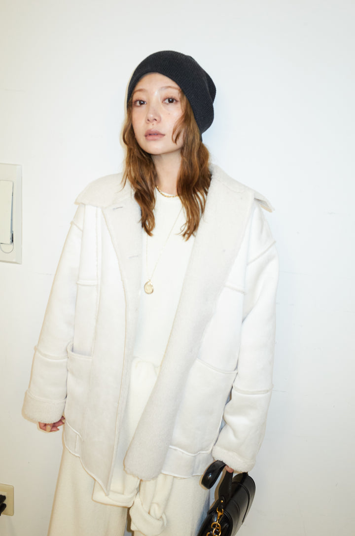 [予約/SET]ウエストレイヤードニットセットアップ+フェイクムートンカバーオール(2set)