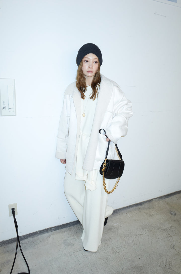 [予約/SET]ウエストレイヤードニットセットアップ+フェイクムートンカバーオール(2set)