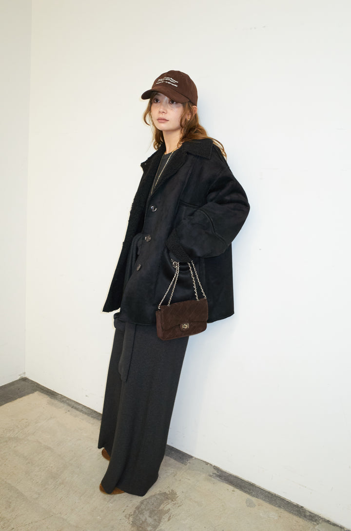 [予約/SET]ウエストレイヤードニットセットアップ+フェイクムートンカバーオール(2set)