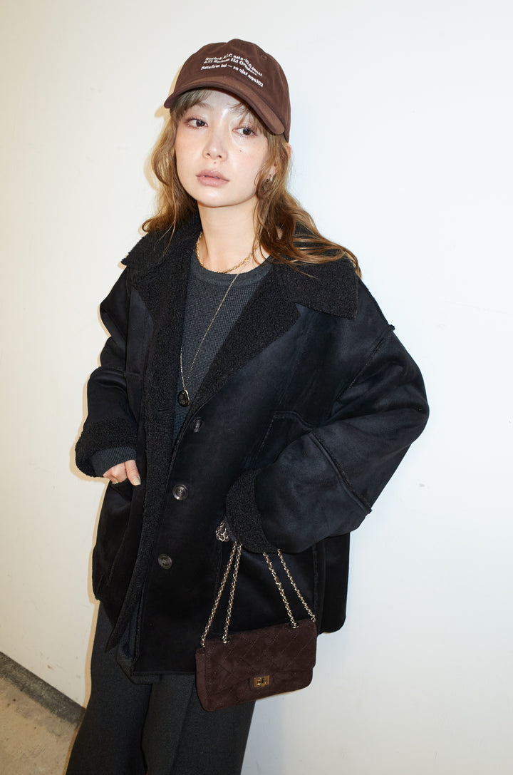 [予約/SET]ウエストレイヤードニットセットアップ+フェイクムートンカバーオール(2set)