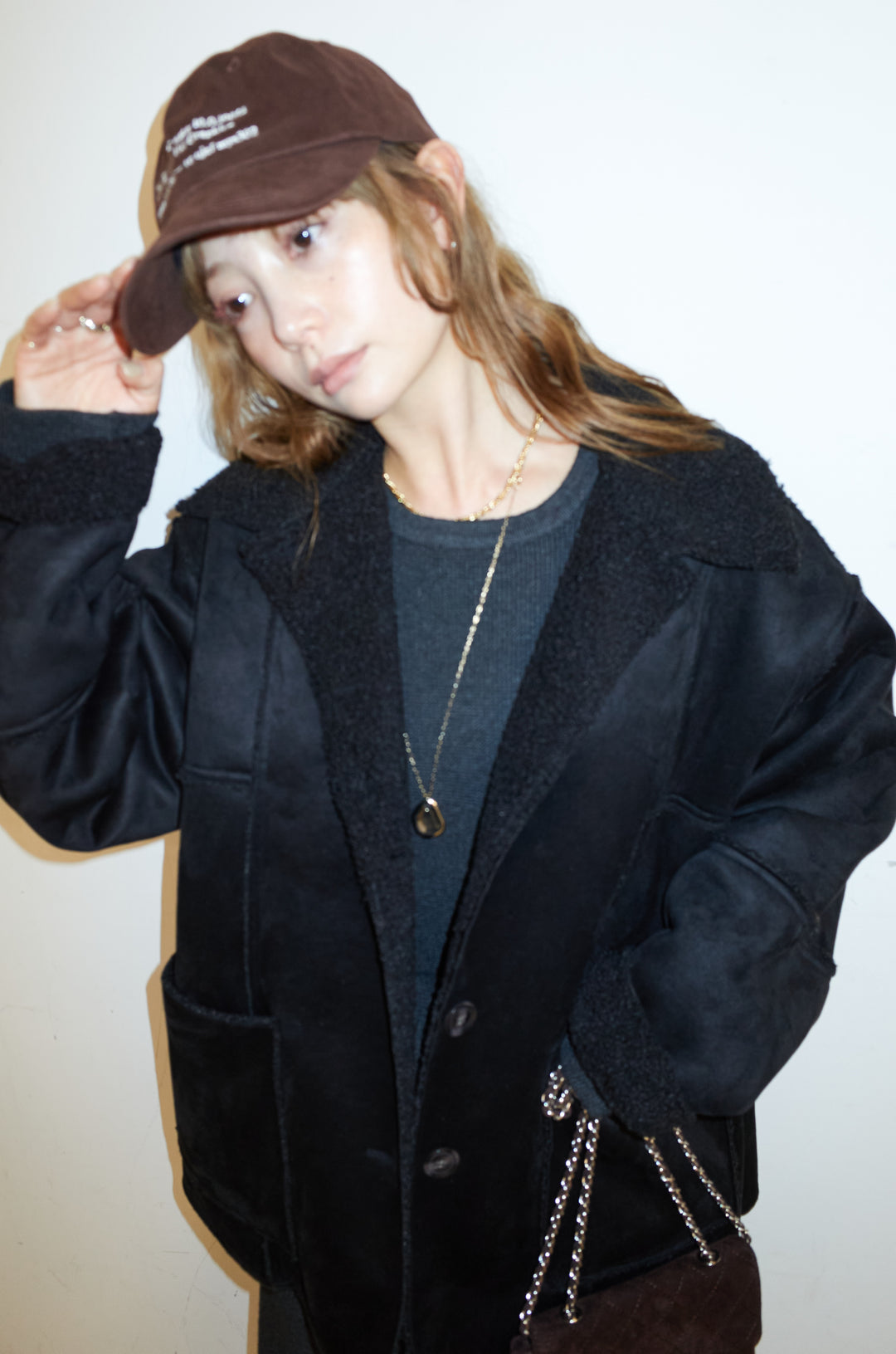 [予約/SET]ウエストレイヤードニットセットアップ+フェイクムートンカバーオール(2set)