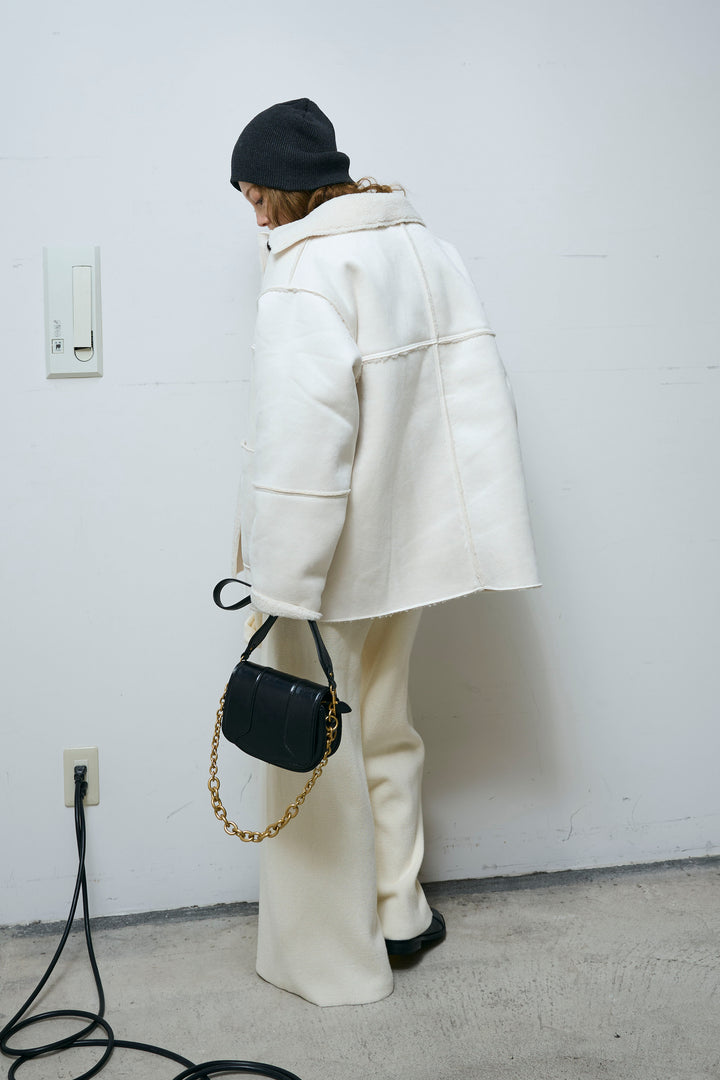 [予約/SET]ウエストレイヤードニットセットアップ+フェイクムートンカバーオール(2set)