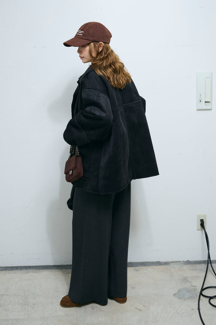 [予約/SET]ウエストレイヤードニットセットアップ+フェイクムートンカバーオール(2set)