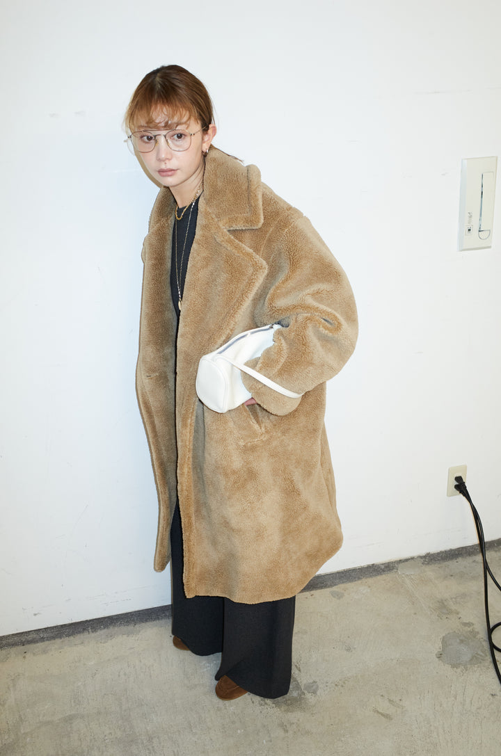 [予約/SET]ウエストレイヤードニットセットアップ+テディロングコート(2set)