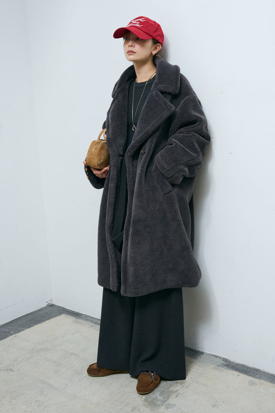 [予約/SET]ウエストレイヤードニットセットアップ+テディロングコート(2set)